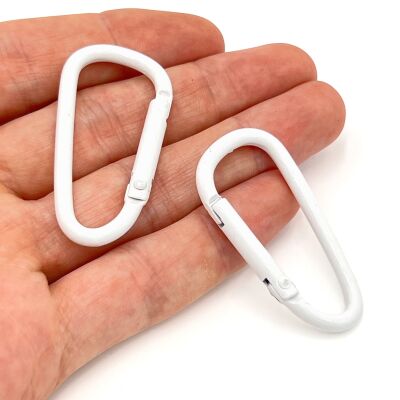 45 mm, KARABİNA MODEL KİLİTLİ KANCA, BEYAZ RENK - 1