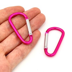 45 mm, KARABİNA MODEL KİLİTLİ KANCA, FUŞYA RENK - ERTÜRK