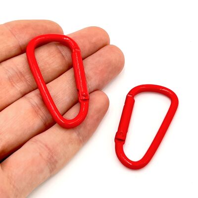 45 mm, KARABİNA MODEL KİLİTLİ KANCA, KIRMIZI RENK - 1