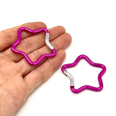 47 mm, YILDIZ MODEL KİLİTLİ KANCA, FUŞYA RENK - 1