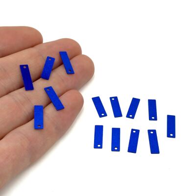 4x14 mm DİKDÖTGEN MODEL PLASTİK PUL PAYET, OYA PULU, NAKIŞ PULU, DÖKME PUL, MAVİ RENK - 1