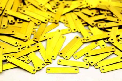 4x20 mm DİKDÖRTGEN İKİ DELİK PUL, HAM PİRİNÇ #657H - 2