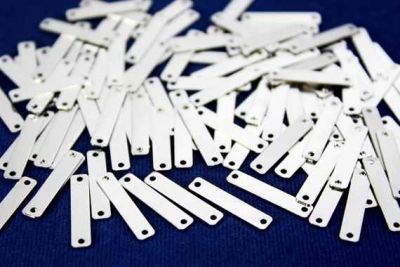 4x20 mm DİKDÖRTGEN İKİ DELİK PUL, NİKEL KAPLAMA, PRİNÇ #657N - 2