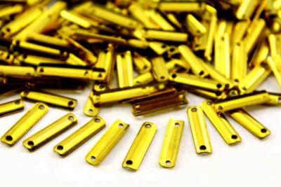 4x15 mm DİKDÖRTGEN İKİ DELİK PUL, HAM PİRİNÇ #656H - 2