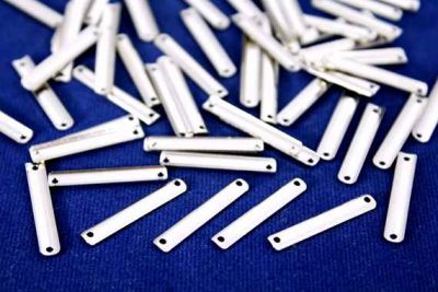 4x25 mm DİKDÖRTGEN İKİ DELİK PUL, NİKEL KAPLAMA, PRİNÇ #654N - 2