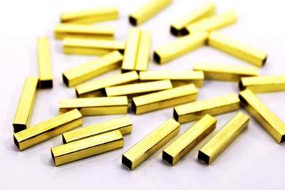 4x4x20 mm KARE DÜZ BORU, HAM PİRİNÇ #1159H - 2