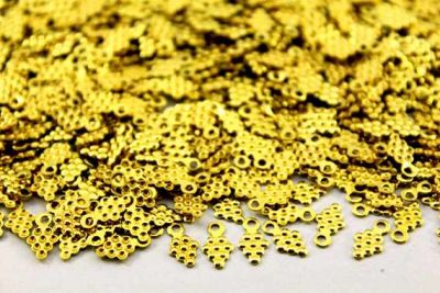 5x8 mm DESENLİ TEK DELİK PUL, HAM PİRİNÇ #844H - 2