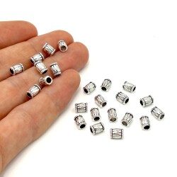 4x6 mm TESBİH ARA MALZEMESİ, ZAMAK DÖKÜM, BOYALI GÜMÜŞ KAPLAMA - ERTÜRK