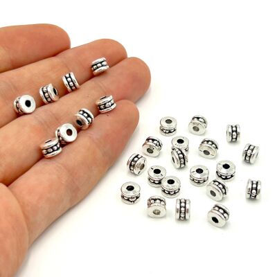 4x6 mm TESBİH ARA MALZEMESİ, ZAMAK DÖKÜM, BOYALI GÜMÜŞ KAPLAMA - 1