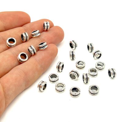 4x7 mm TESBİH ARA MALZEMESİ, ZAMAK DÖKÜM, BOYALI GÜMÜŞ KAPLAMA - 1