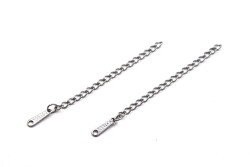 5 cm, ÇELİK UZATMA ZİNCİRİ, GÜMÜŞ RENK, 1. KALİTE KARARMAZ - ERTÜRK