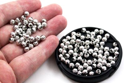 5 mm, ÇİZGİLİ DORİKA DESEN METAL BONCUK, DEMİR MİSKET, NİKEL KAPLAMA - 2