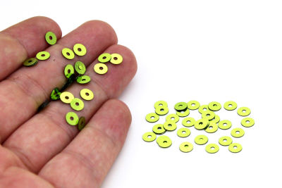 5 mm PLASTİK PUL PAYET, NAKIŞ PULU, DÖKME PUL, ORTADAN DELİK, AÇIK YEŞİL RENK - 3