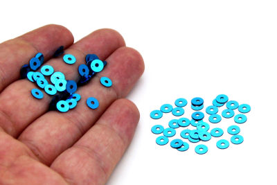 5 mm PLASTİK PUL PAYET, NAKIŞ PULU, DÖKME PUL, ORTADAN DELİK, TURKUAZ RENK - 3
