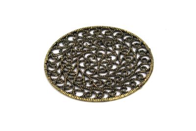 51.5 mm DESENLİ ZAMAK DÖKÜM, ANTİK SARI RENK - 2