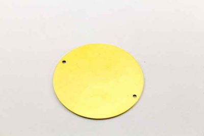 40 mm DÜZ YUVARLAK ÇİFT DELİK PUL, HAM PİRİNÇ #1047H - 3