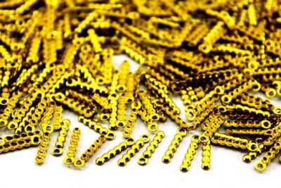 2,5x11 mm KULPLU DİKDÖRTGEN DESENLİ PUL, HAM PİRİNÇ #1117H - 2