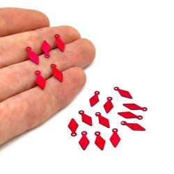 5x12 mm BAKLAVA DİLİMİ MODEL PLASTİK PUL PAYET, OYA PULU, NAKIŞ PULU, DÖKME PUL, KIRMIZI RENK - 2