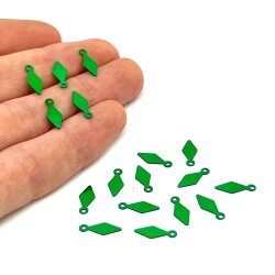 5x12 mm BAKLAVA DİLİMİ MODEL PLASTİK PUL PAYET, OYA PULU, NAKIŞ PULU, DÖKME PUL, KOYU YEŞİL RENK - 2