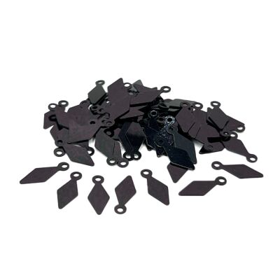 5x12 mm BAKLAVA DİLİMİ MODEL PLASTİK PUL PAYET, OYA PULU, NAKIŞ PULU, DÖKME PUL, SİYAH RENK - 1