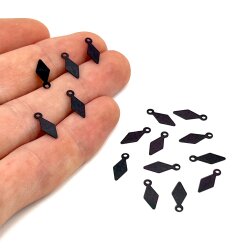 5x12 mm BAKLAVA DİLİMİ MODEL PLASTİK PUL PAYET, OYA PULU, NAKIŞ PULU, DÖKME PUL, SİYAH RENK - 2