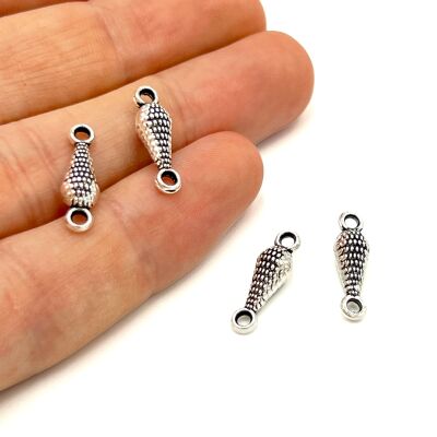 5x17 mm ÇİFT KULPLU TESBİH ARA MALZEMESİ, ZAMAK DÖKÜM, BOYALI GÜMÜŞ KAPLAMA - 2