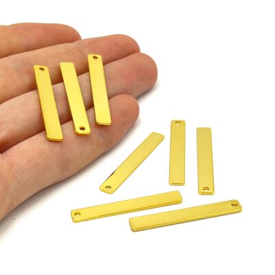 5x35 mm, DİKDÖRTGEN PUL, LAZER MARKALAMA PULU, PİRİNÇ MALZEME, LAK KAPLAMA, TEL KALINLIĞI 0.80 MM - 1