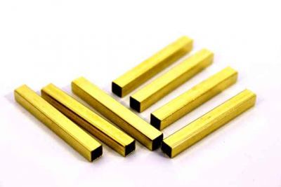 5x5x40 mm KARE DÜZ BORU, HAM PİRİNÇ #1157H - 2