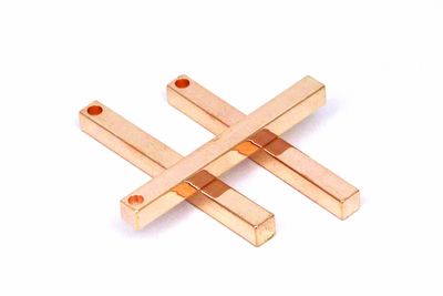 ERTÜRK - 5x5x50 mm PİRİNÇ ÜSTTEN DELİK ÇUBUK BAR, ROSE KAPLAMA PİRİNÇ