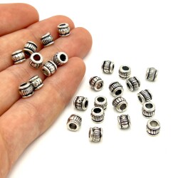 5x6 mm TESBİH ARA MALZEMESİ, ZAMAK DÖKÜM, BOYALI GÜMÜŞ KAPLAMA - ERTÜRK