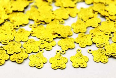 12x14 mm ÇİÇEK DESENLİ TEK DELİK PUL, HAM PİRİNÇ #853H - 2