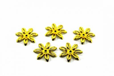 17 mm ÇİÇEK DESENLİ ORTADAN DELİK PUL, HAM PİRİNÇ #846H - 2