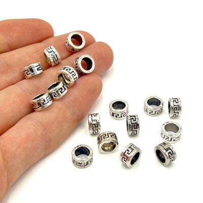 5x8 mm TESBİH ARA MALZEMESİ, ZAMAK DÖKÜM, BOYALI GÜMÜŞ KAPLAMA - 1