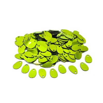 5x9 mm DAMLA MODEL PLASTİK PUL PAYET, OYA PULU, NAKIŞ PULU, DÖKME PUL, AÇIK YEŞİL RENK - 1