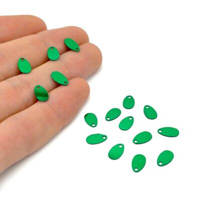 5x9 mm DAMLA MODEL PLASTİK PUL PAYET, OYA PULU, NAKIŞ PULU, DÖKME PUL, KOYU YEŞİL RENK - 2