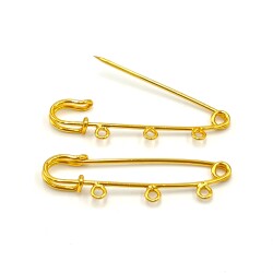 6 cm, DEMİR İSKOÇ İĞNESİ, 3 HALKALI, SARI KAPLAMA - ERTÜRK