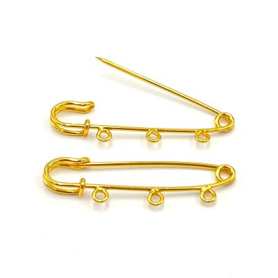 6 cm, DEMİR İSKOÇ İĞNESİ, 3 HALKALI, SARI KAPLAMA - 1