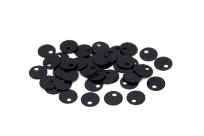 6 mm PLASTİK PUL PAYET, NAKIŞ PULU, DÖKME PUL, YAN DELİK, SİYAH RENK - 2