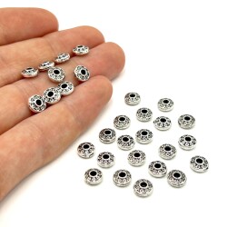 6.5 mm TESBİH ARA MALZEMESİ, ZAMAK DÖKÜM, BOYALI GÜMÜŞ KAPLAMA - 2