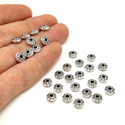 6.5 mm TESBİH ARA MALZEMESİ, ZAMAK DÖKÜM, BOYALI GÜMÜŞ KAPLAMA - 2