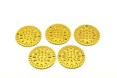 20 mm YUVARLAK İKİ DELİK DESENLİ PUL, HAM PİRİNÇ #390H - 2