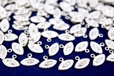 6x13 mm DESENLİ OVAL TEK DELİK PUL, NİKEL KAPLAMA PİRİNÇ #935-1N - 2