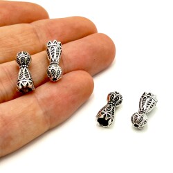 6x15 mm TESBİH İMAMESİ, ZAMAK DÖKÜM, BOYALI GÜMÜŞ KAPLAMA - ERTÜRK