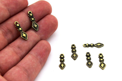 6x17 mm ZAMAK DÖKÜM SALLANTI, ANTİK SARI RENK - 2