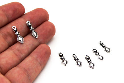6x17 mm ZAMAK DÖKÜM SALLANTI, BOYALI GÜMÜŞ RENK - 2