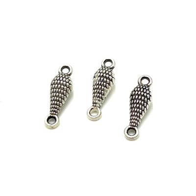 6x20 mm ÇİFT KULPLU TESBİH ARA MALZEMESİ, ZAMAK DÖKÜM, BOYALI GÜMÜŞ KAPLAMA - 2