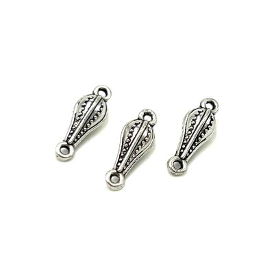 6x20 mm ÇİFT KULPLU TESBİH ARA MALZEMESİ, ZAMAK DÖKÜM, BOYALI GÜMÜŞ KAPLAMA - 1