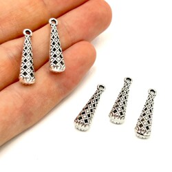 6x25 mm KURT DESENLİ, SALLANTI UÇ, ZAMAK DÖKÜM, BOYALI GÜMÜŞ KAPLAMA - ERTÜRK