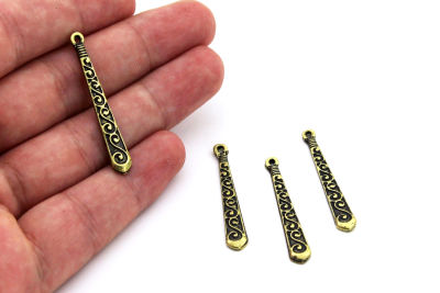 6x40 mm DESENLİ SALLANTI ZAMAK DÖKÜM, ANTİK SARI RENK - 2