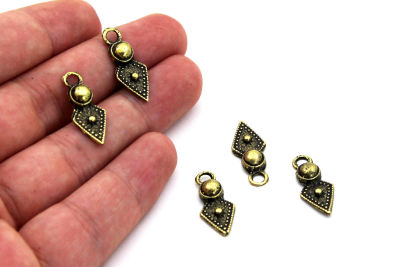 9x23 mm DESENLİ SALLANTI ZAMAK DÖKÜM, ANTİK SARI RENK - 2